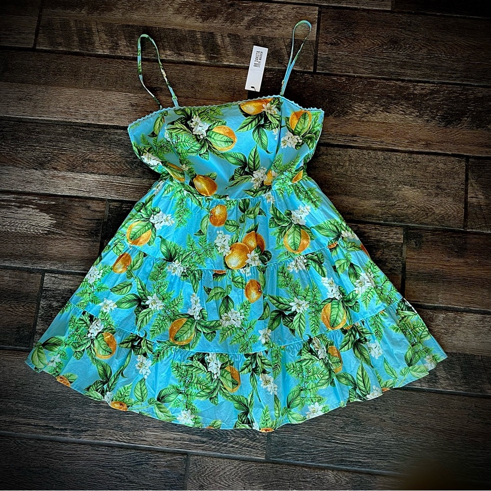 BB Dakota by Steve Madden tropical lemon tiered sun dress 6